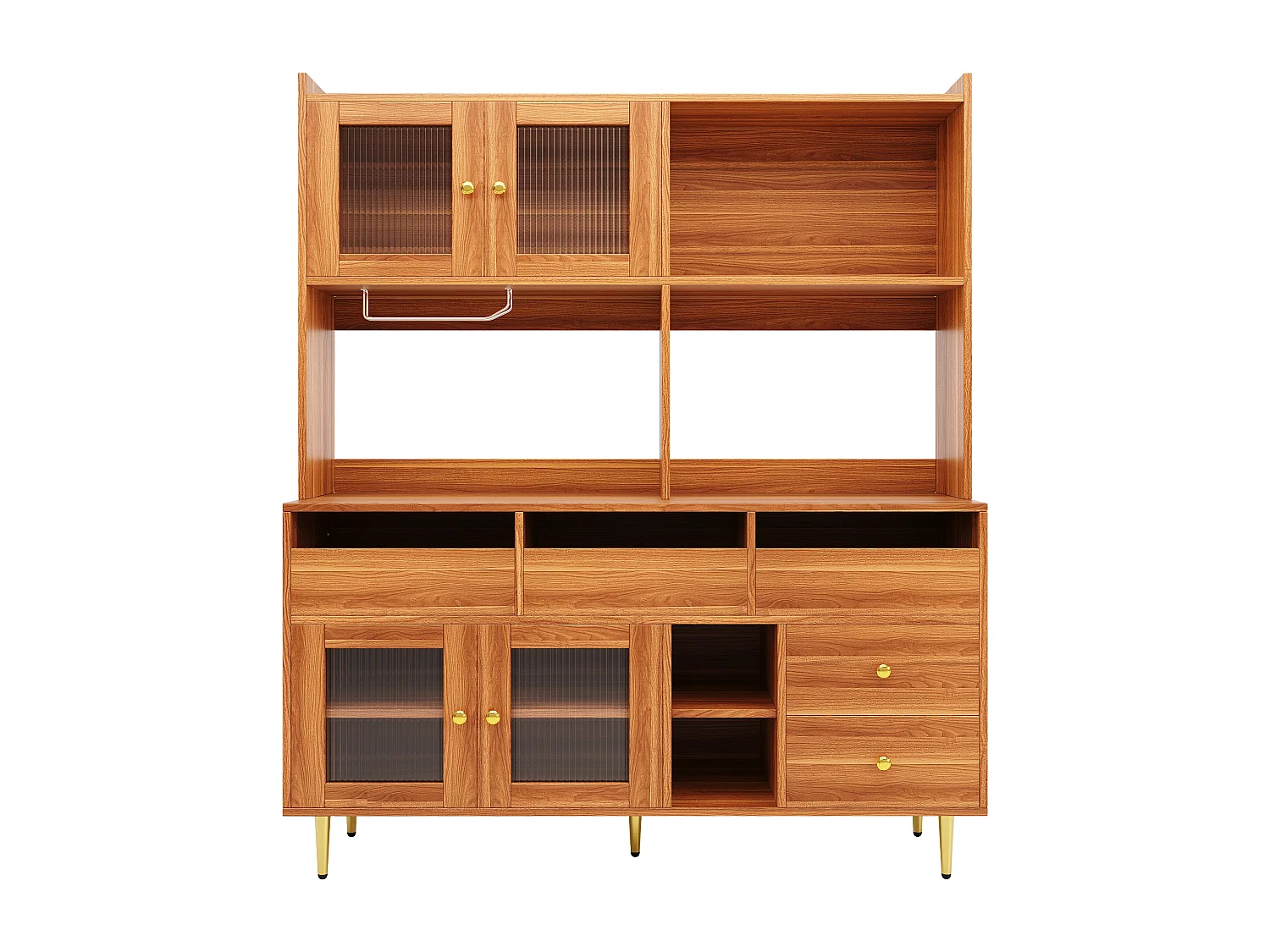 Modern hoog dressoir - MDF - opbergruimte op meerdere niveaus - Bruin