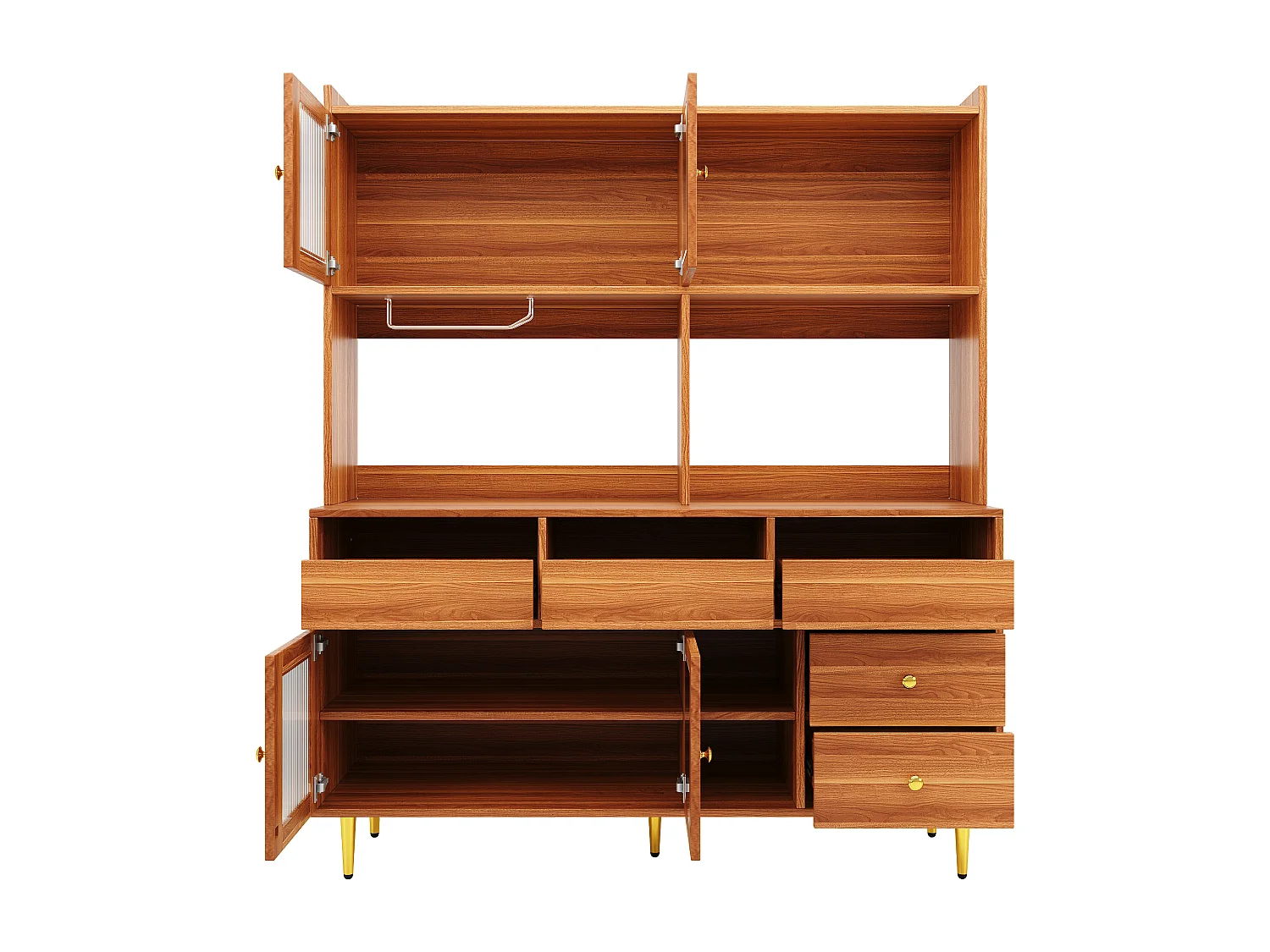 Modern hoog dressoir - MDF - opbergruimte op meerdere niveaus - Bruin