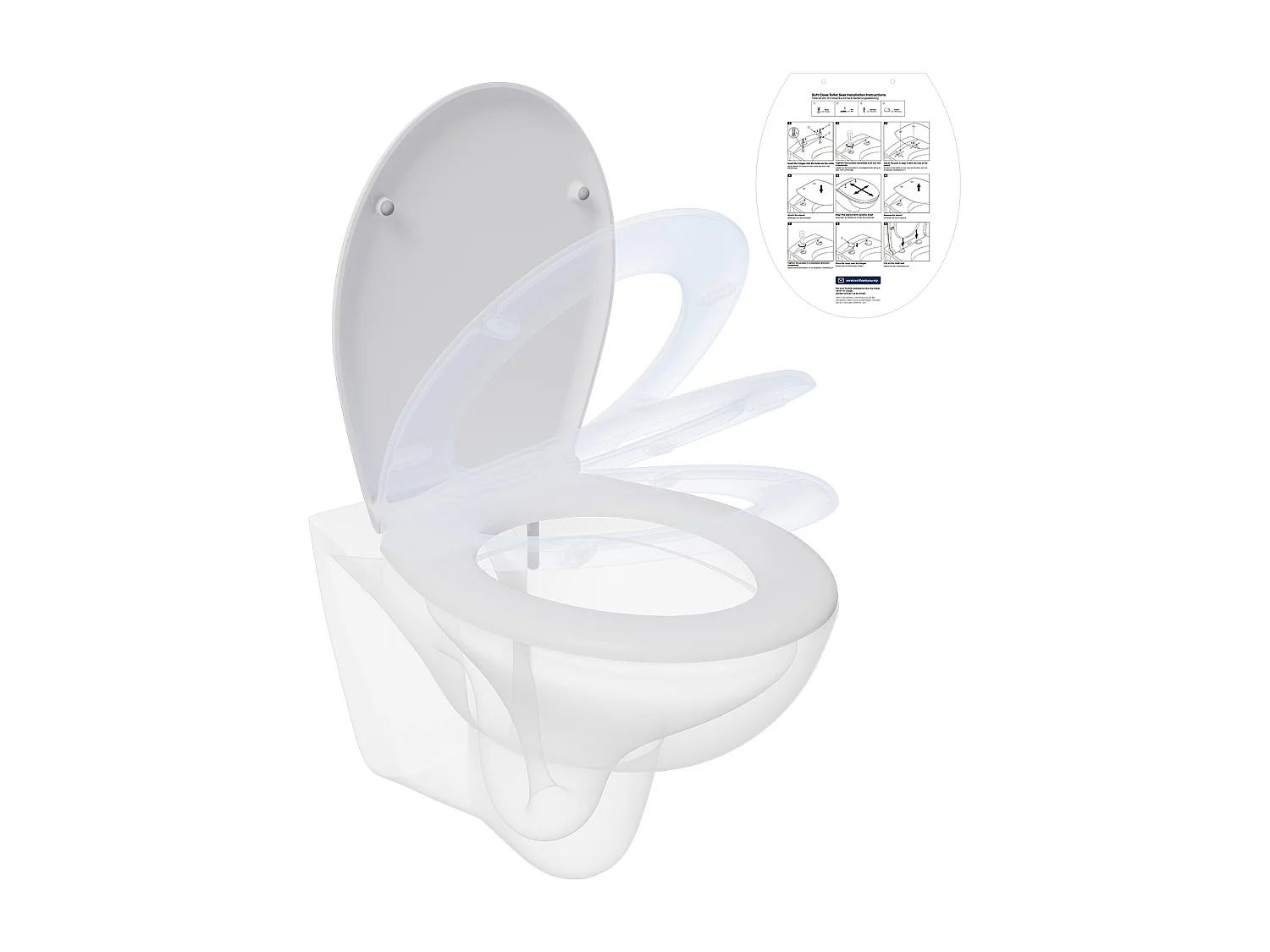 CECIPA MAX O-förmiger Toilettensitz – Toilettensitz mit Absenkautomatik – Badezimmer-Toilettendeckel, Toilettensitz – Weiß