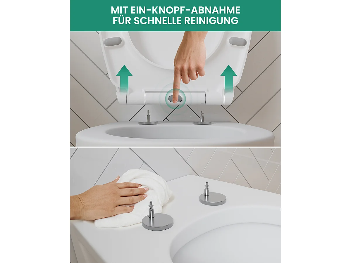 CECIPA MAX O-förmiger Toilettensitz – Toilettensitz mit Absenkautomatik – Badezimmer-Toilettendeckel, Toilettensitz – Weiß