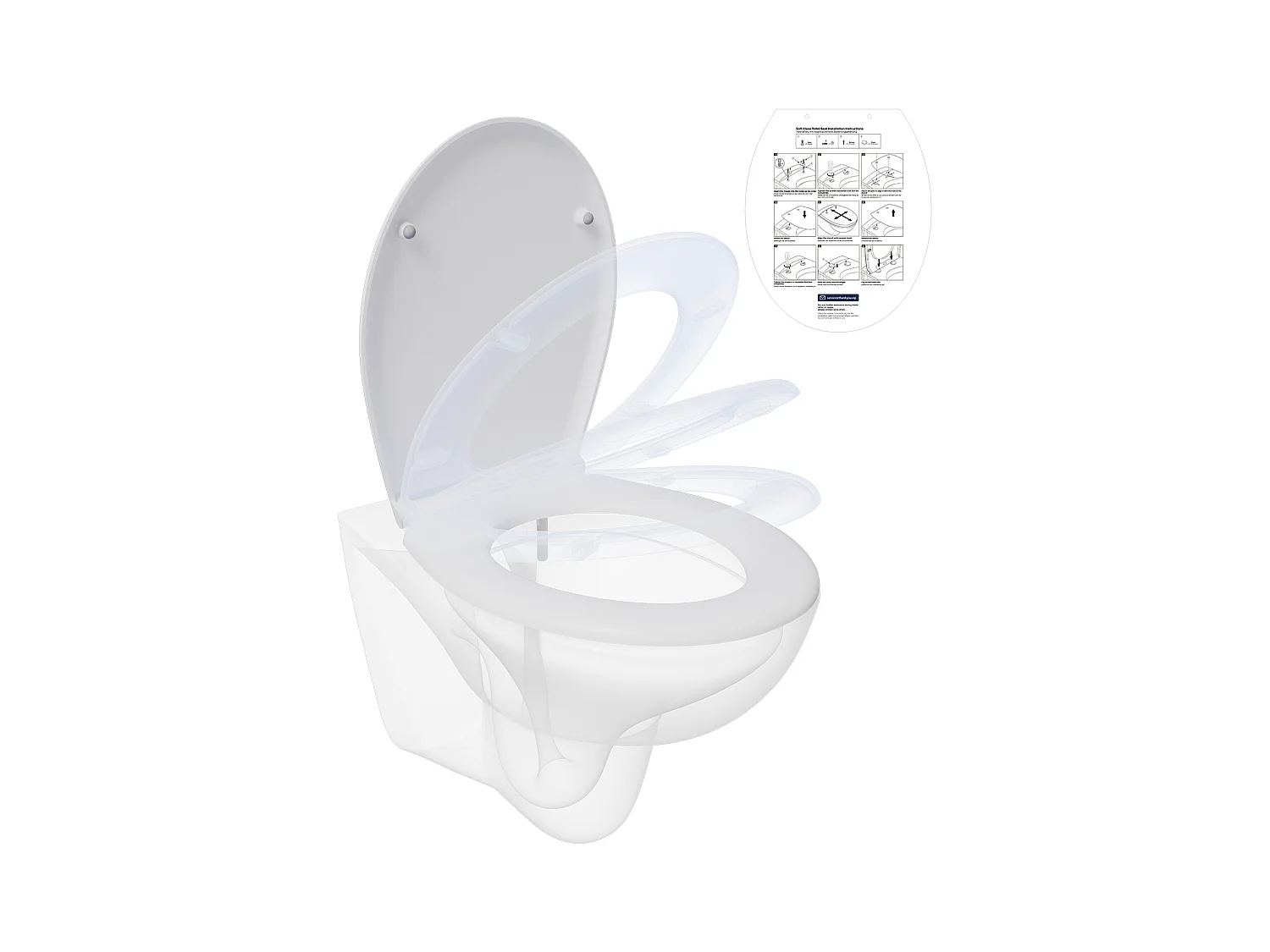 CECIPA MAX O-vormige toiletbril - Toiletbril Valrem - Toiletdeksel voor badkamertoiletbril - Wit