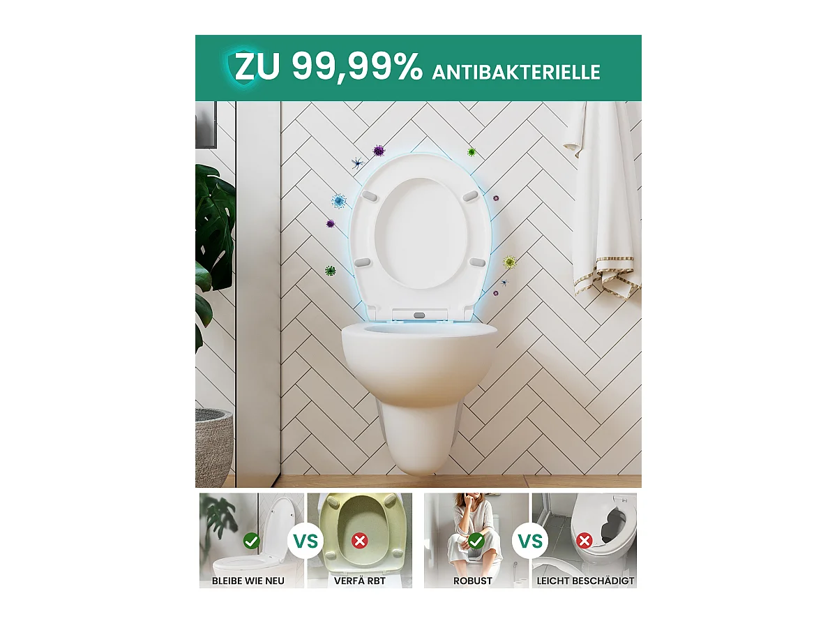 CECIPA MAX O-vormige toiletbril - Toiletbril Valrem - Toiletdeksel voor badkamertoiletbril - Wit