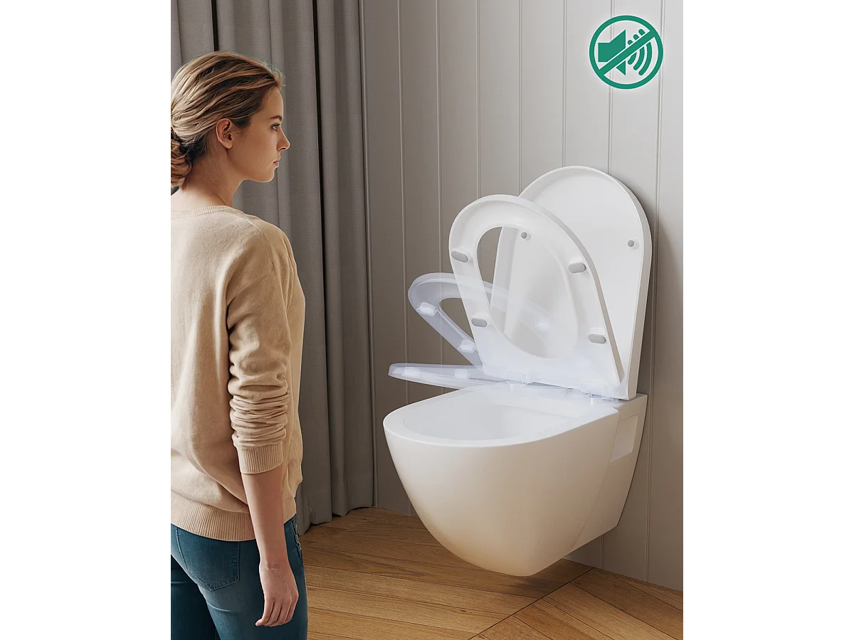 Cecipa max Abattant WC Frein de Chute, Siège de Toilettes en Forme de D, Blanc Couvercle de Toilette pour Salle de Bain