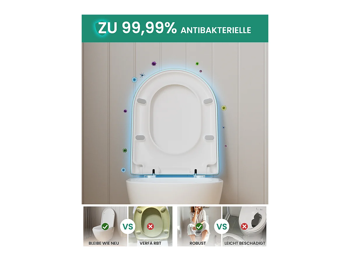 Cecipa max toiletbril met valrem, D-vormige toiletbril, wit toiletdeksel voor badkamer