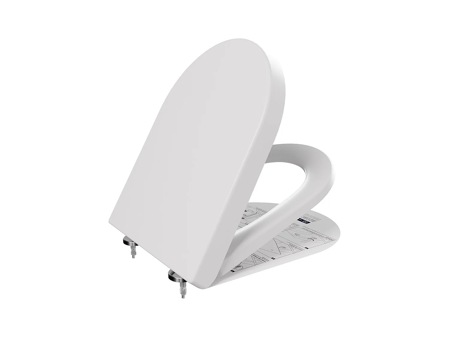 Cecipa max toiletbril met valrem, D-vormige toiletbril, wit toiletdeksel voor badkamer