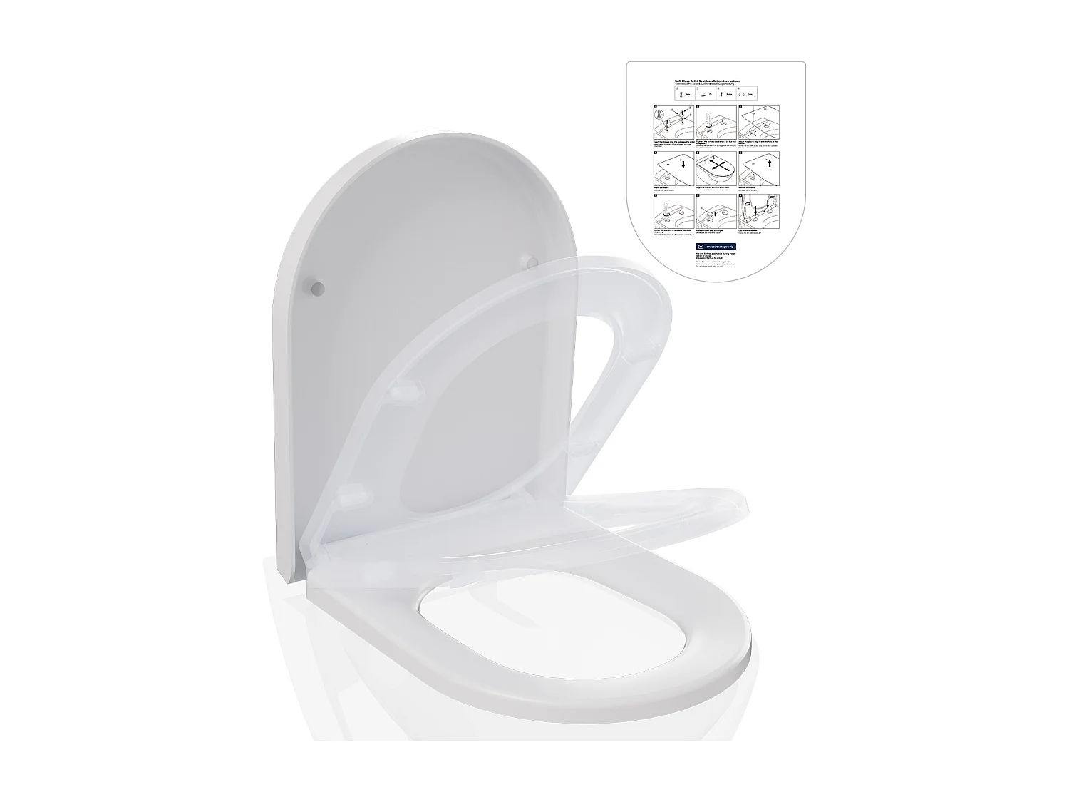 Cecipa max Asiento de Inodoro con Freno de Caída, Asiento de Inodoro en Forma de D, Tapa de Inodoro Blanca para Baño