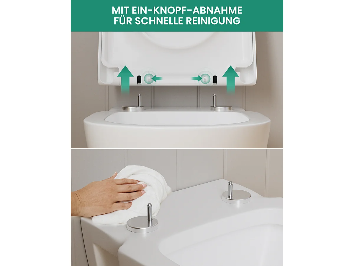 Cecipa max Asiento de Inodoro con Freno de Caída, Asiento de Inodoro en Forma de D, Tapa de Inodoro Blanca para Baño