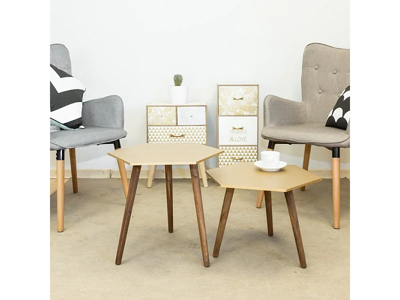 Table basse set de 2 dorée 45x50x50cm