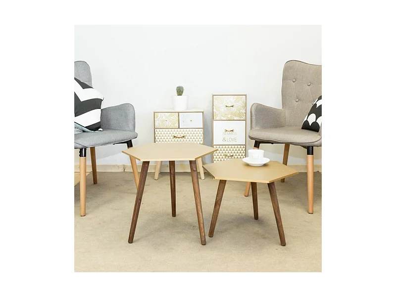 Table basse set de 2 dorée 45x50x50cm