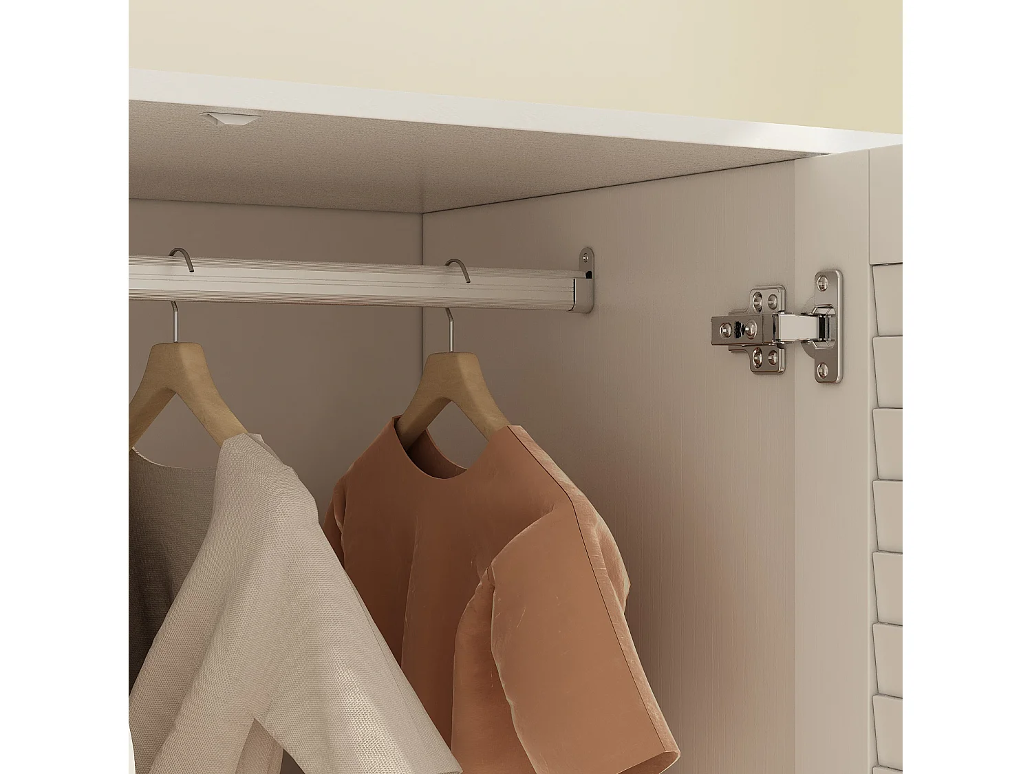 Armoire de Chambre avec 4 portes et 5 tiroirs - Penderie et Compartiments,  150x50x180, Blanc