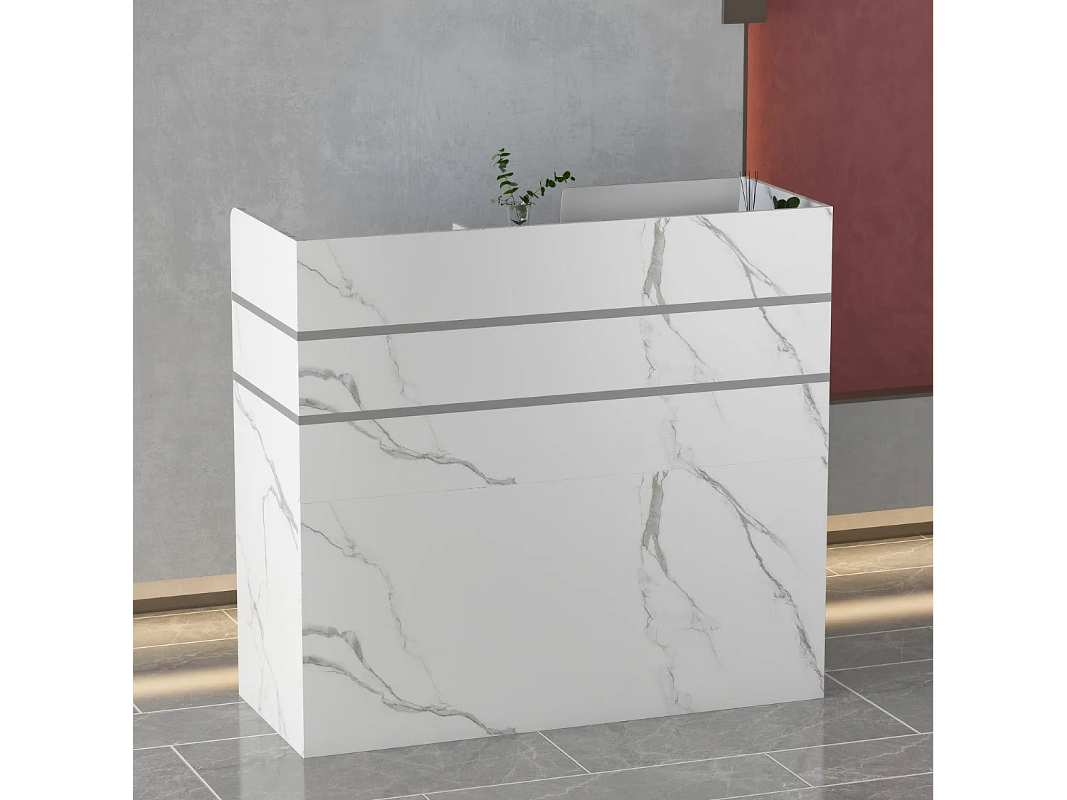 Receptiebalie met open vakken planken Afsluitbare lade Lounge Office 120x110x47cm Wit