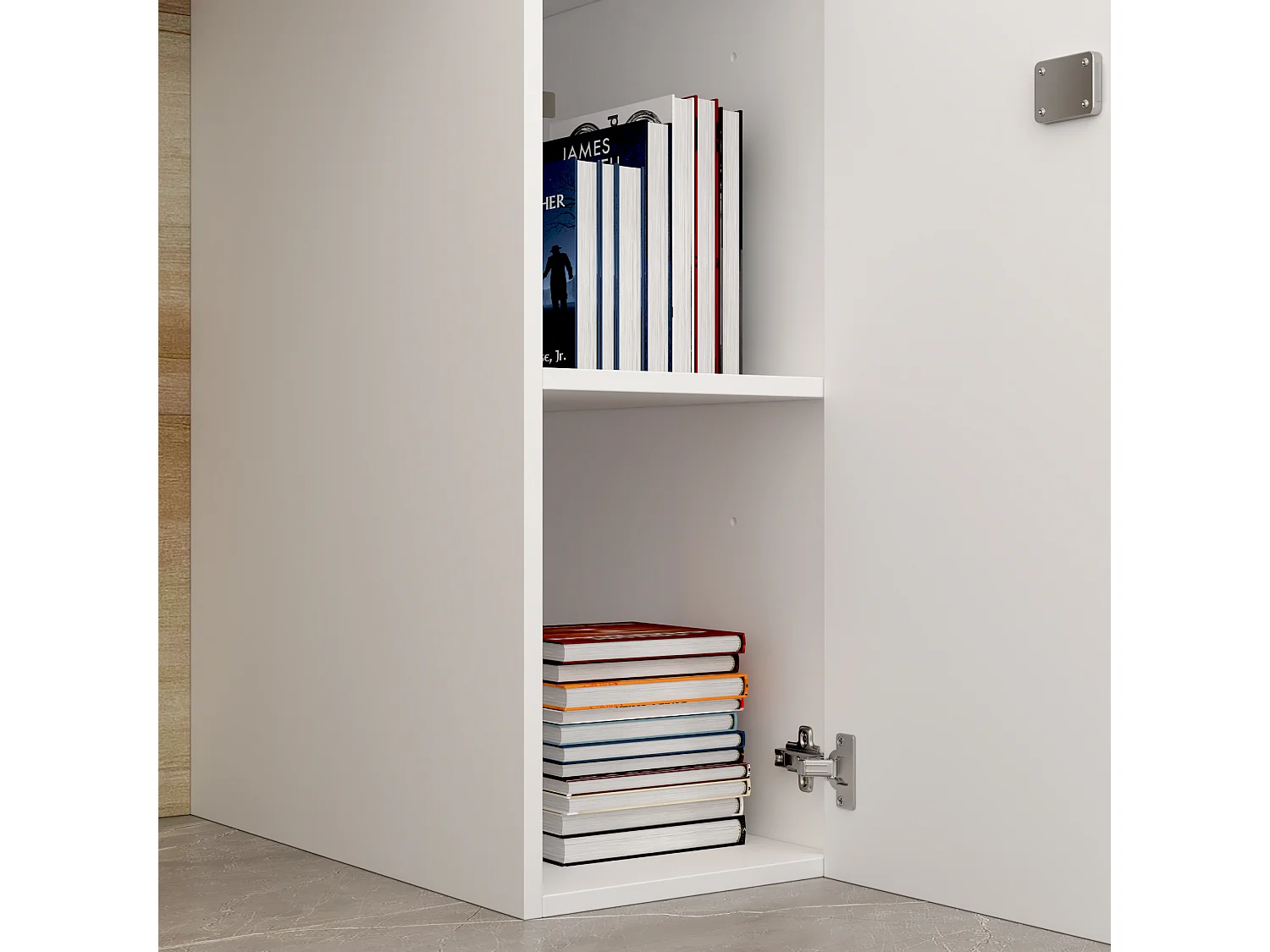 Bureau d’Accueil avec 2 Portes verrouillables, Comptoir de réception avec Compartiments, Salon et Bureau, 180x60x110cm, Naturel