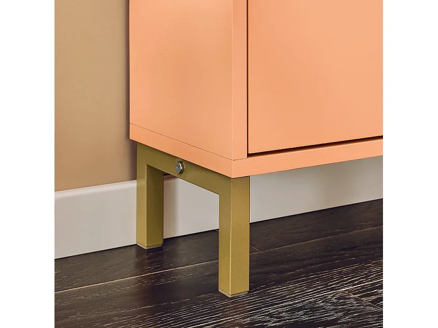 SoBuy FSR100-RS Meuble Chaussure, Rangement Chaussure, Meuble d'Entrée, Commode à 4 Abattants, Coffre Rangement, Pieds en Fer