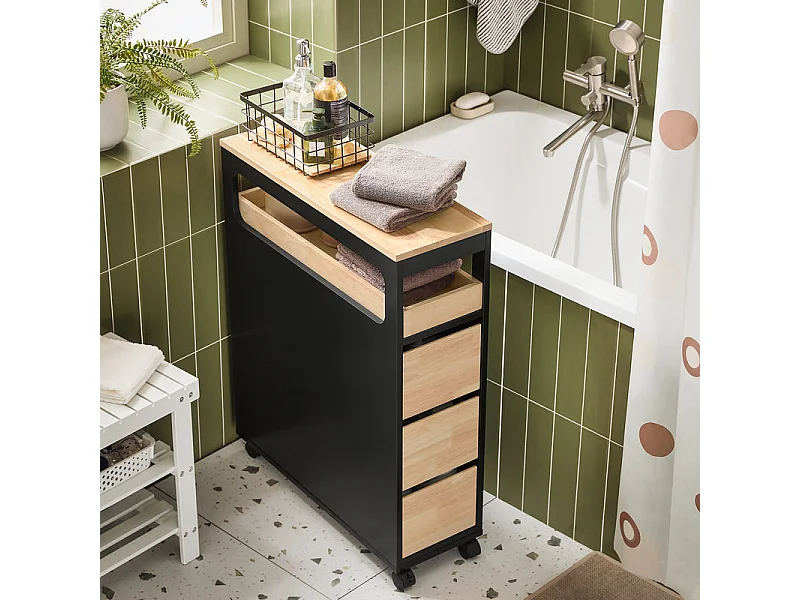 SoBuy BZR54-SCH Armoire de Niche 1 Plateau Amovible et 3 Tiroirs