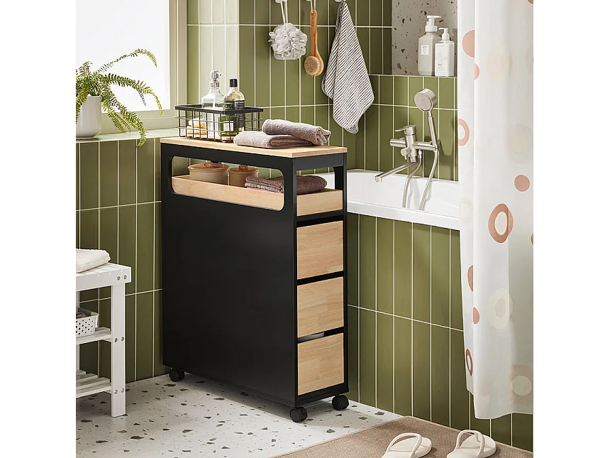 SoBuy BZR54-SCH Armoire de Niche 1 Plateau Amovible et 3 Tiroirs