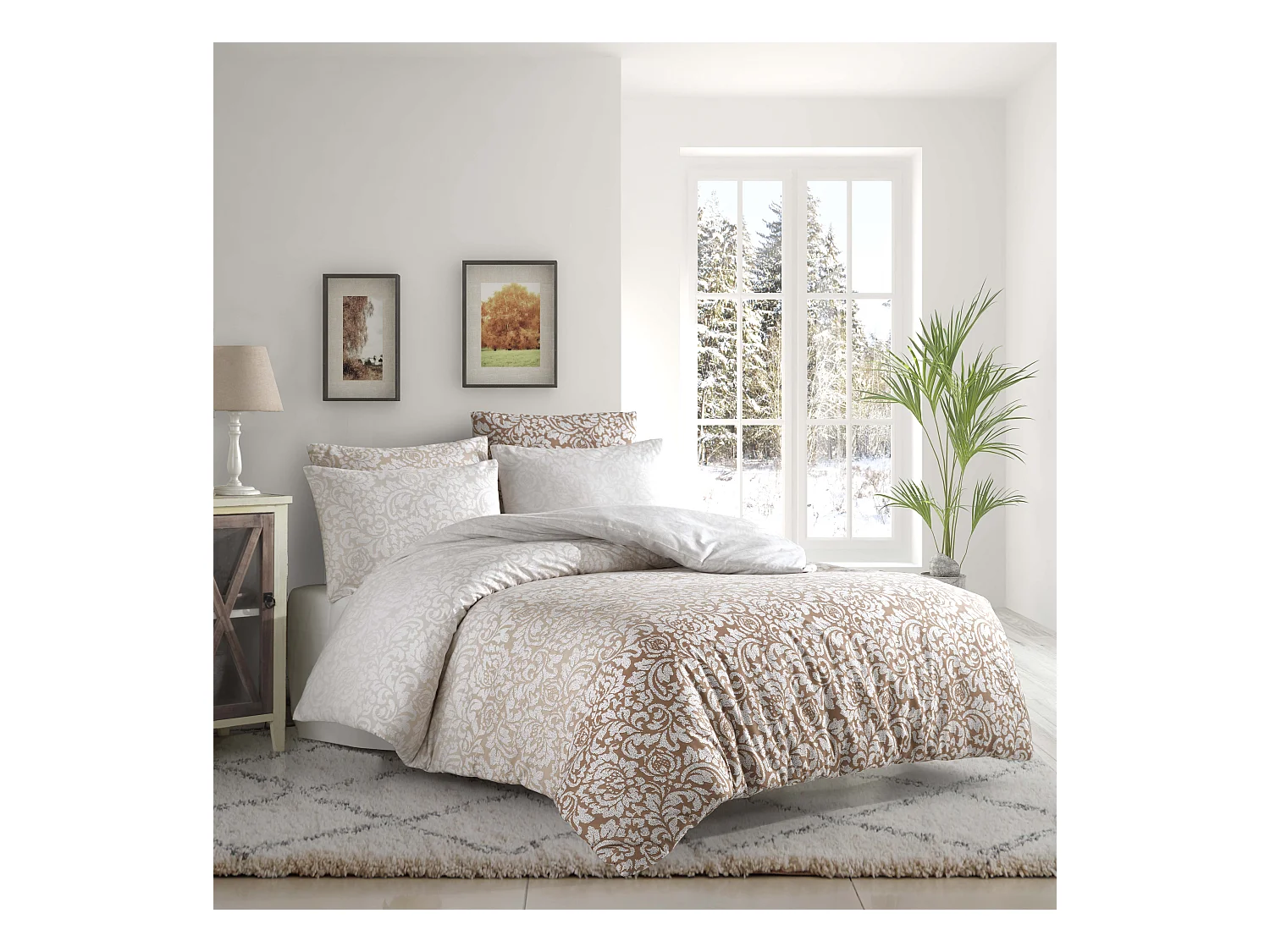 1 persoons beddengoed 140x200 cm+1 kussensloop 65x65 cm in katoen