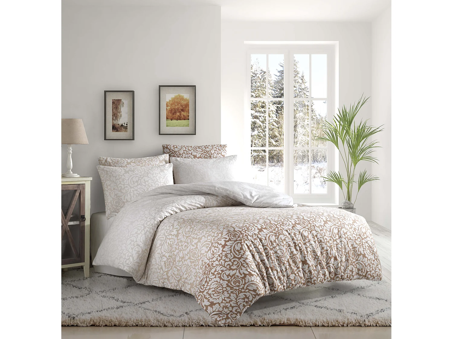 1 persoons beddengoed 140x200 cm+1 kussensloop 65x65 cm in katoen