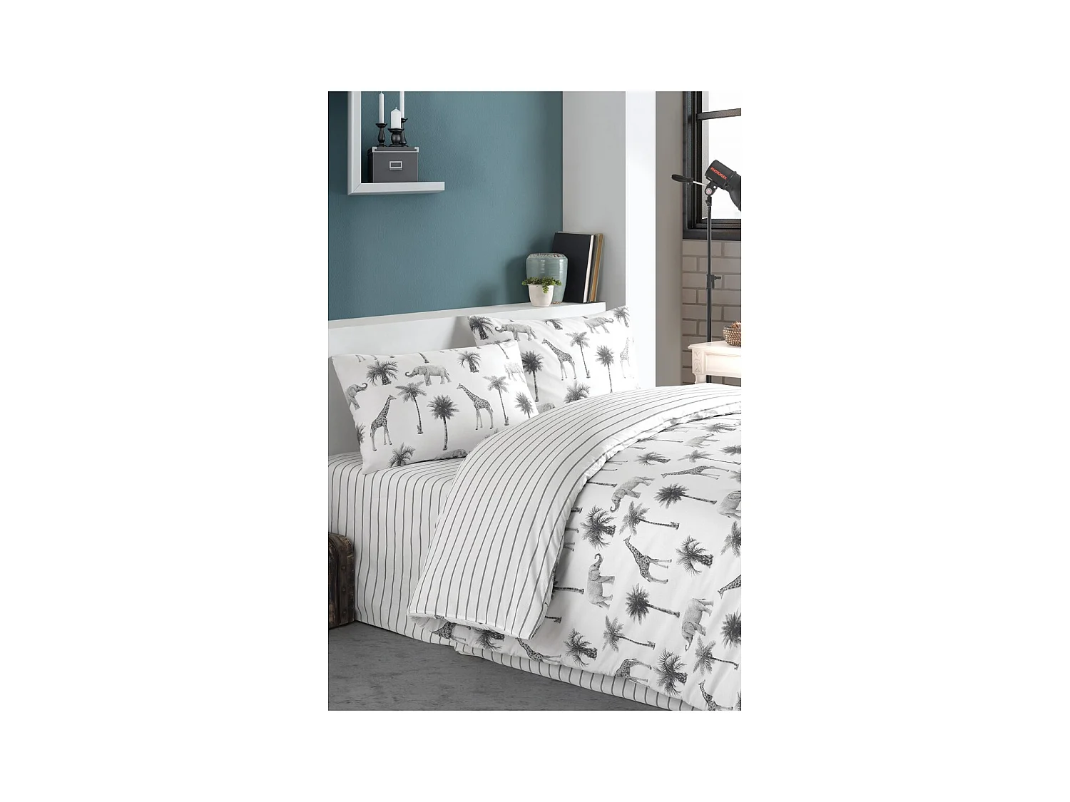 2 persoons beddengoed 240x220 cm+2 kussenslopen 65x65 cm in katoen