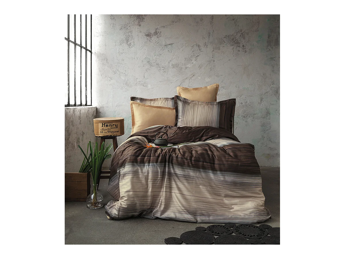 Housse de couette + taie(s) oreiller satin de coton "Gerard"