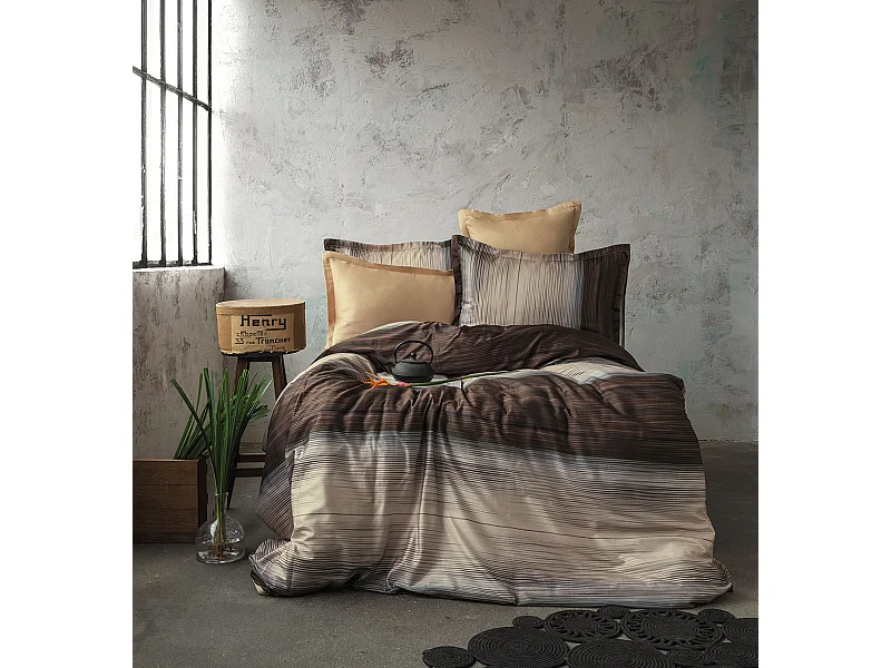 Housse de couette + taie(s) oreiller satin de coton "Gerard"