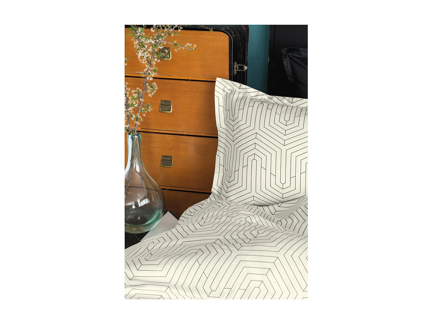 Housse de couette + taie(s) oreiller satin de coton "Strada white"