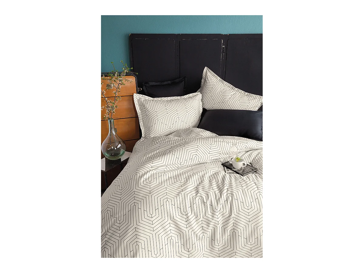Housse de couette + taie(s) oreiller satin de coton "Strada white"