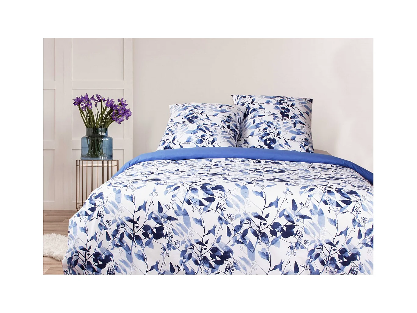 Housse de couette + taie(s) oreiller "Leaves" 100% coton imprimé.