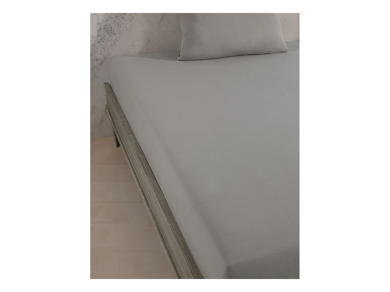 Drap housse gaze de coton gris