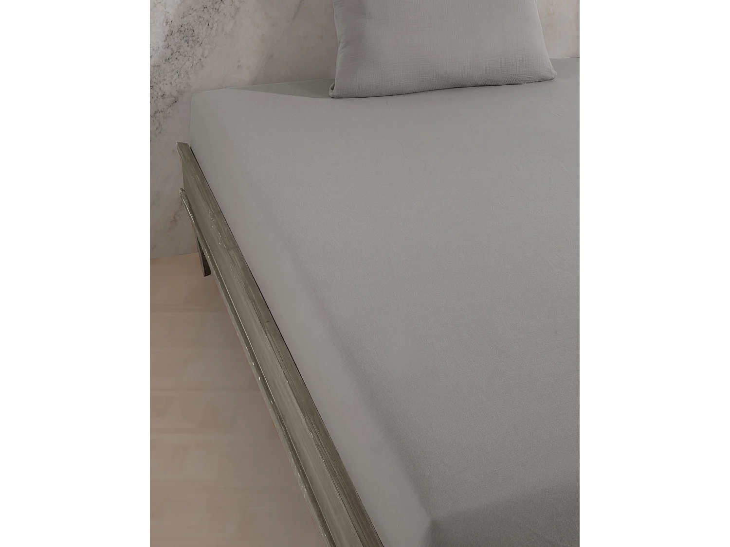 Drap housse gaze de coton gris