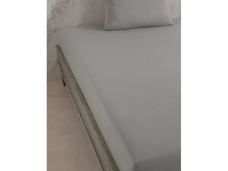 Drap housse gaze de coton gris