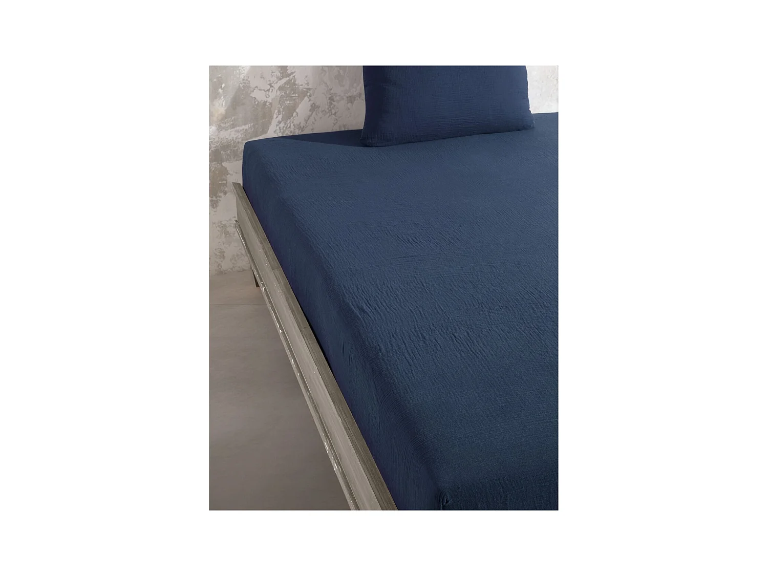 Drap housse gaze de coton marine