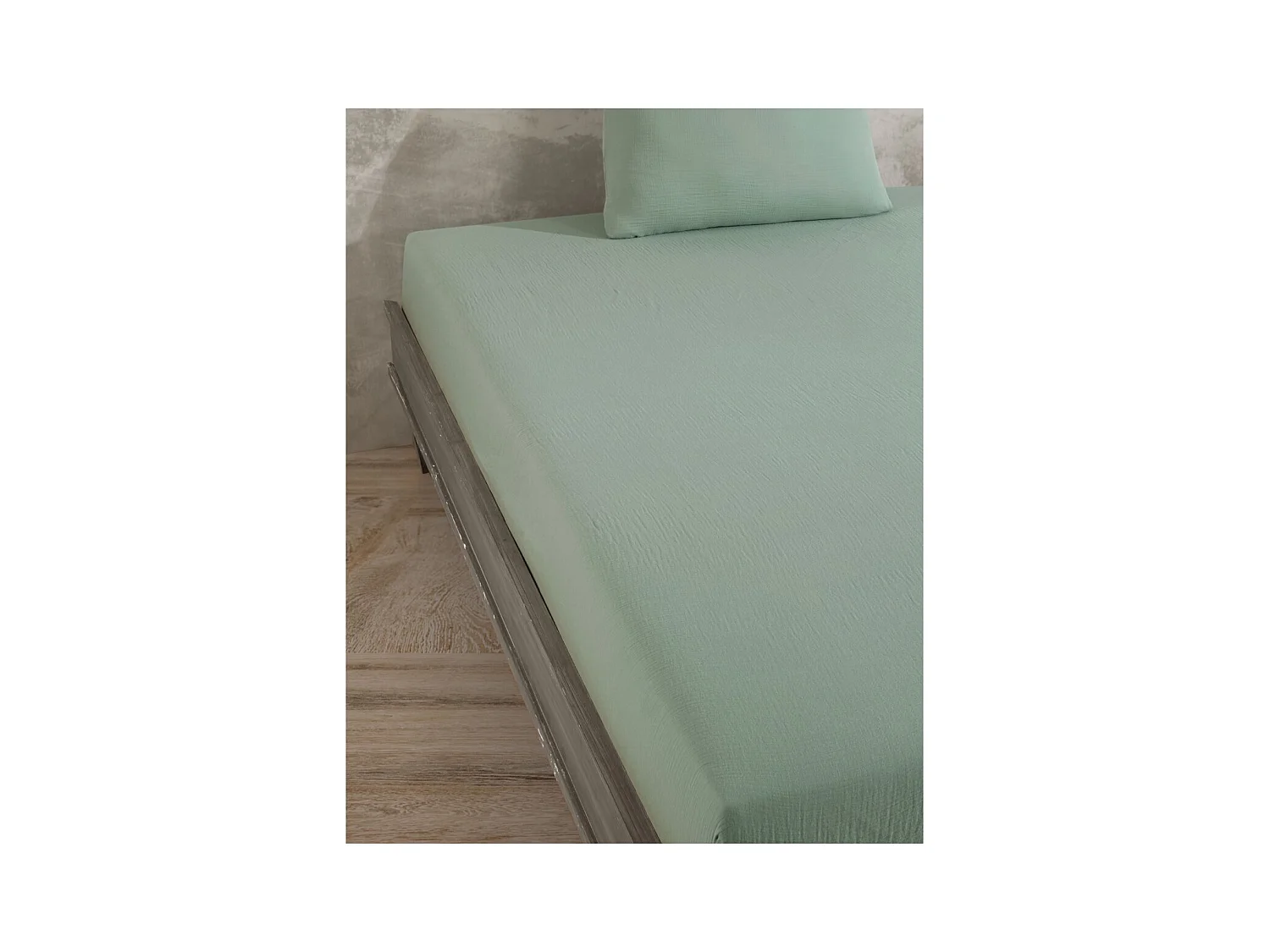 Drap housse gaze de coton céladon