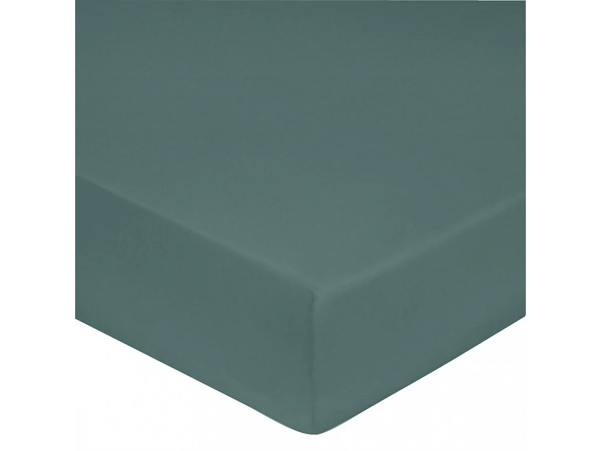 Sábana bajera satén de algodón celadón