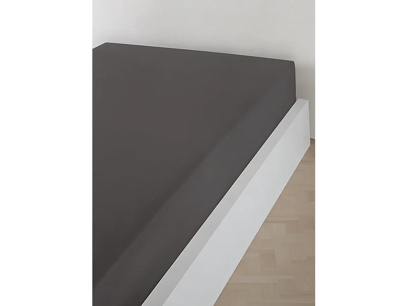 Drap housse jersey 100% coton anthracite