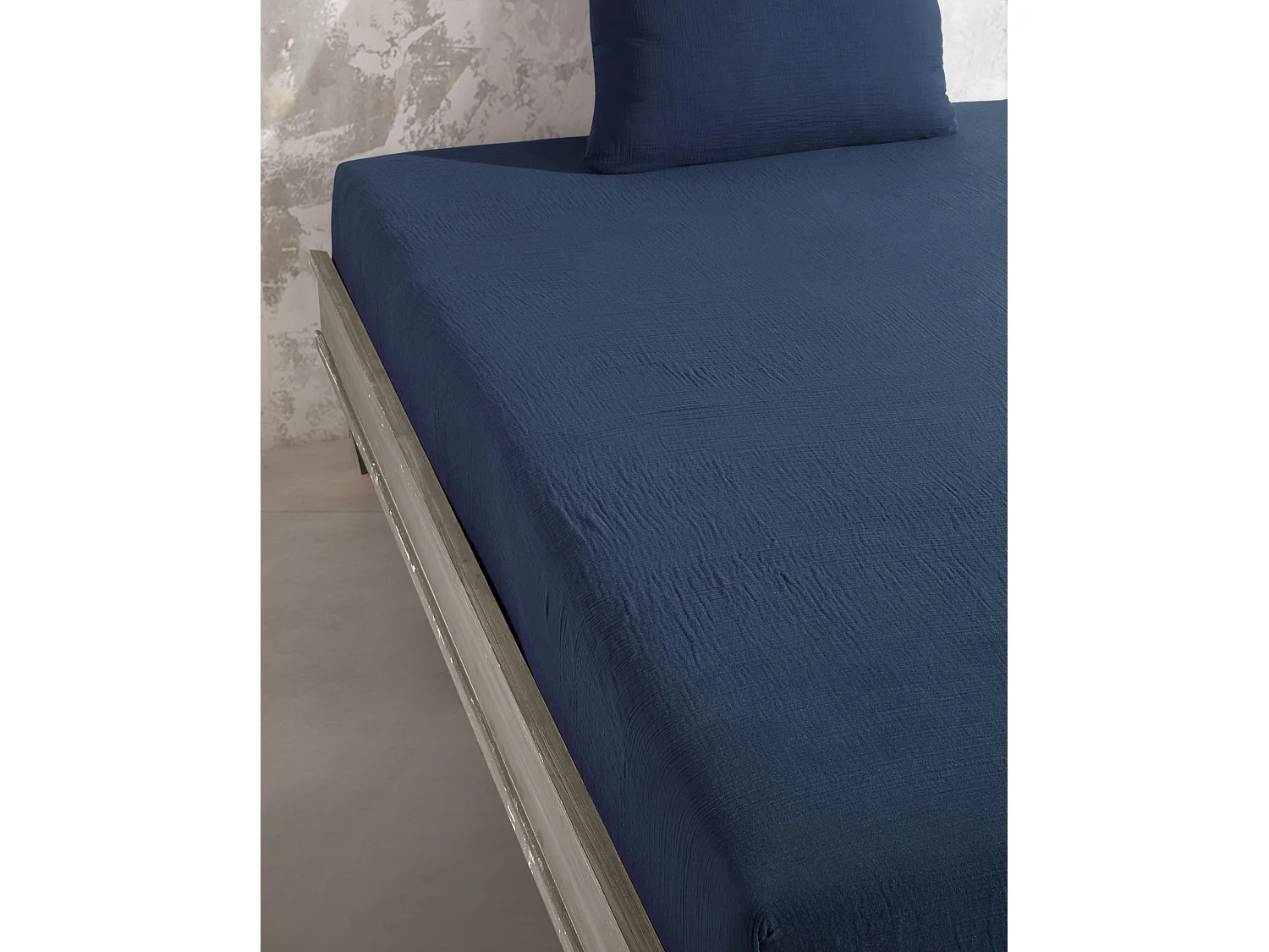 Sábana bajera gasa de algodón-Azul marino