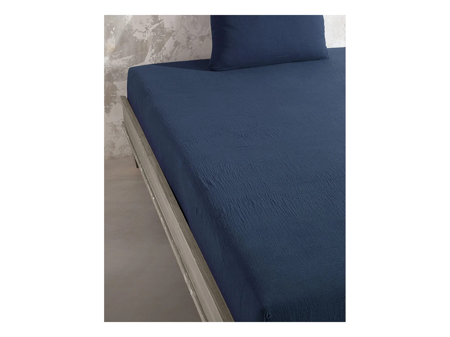 Drap housse gaze de coton marine