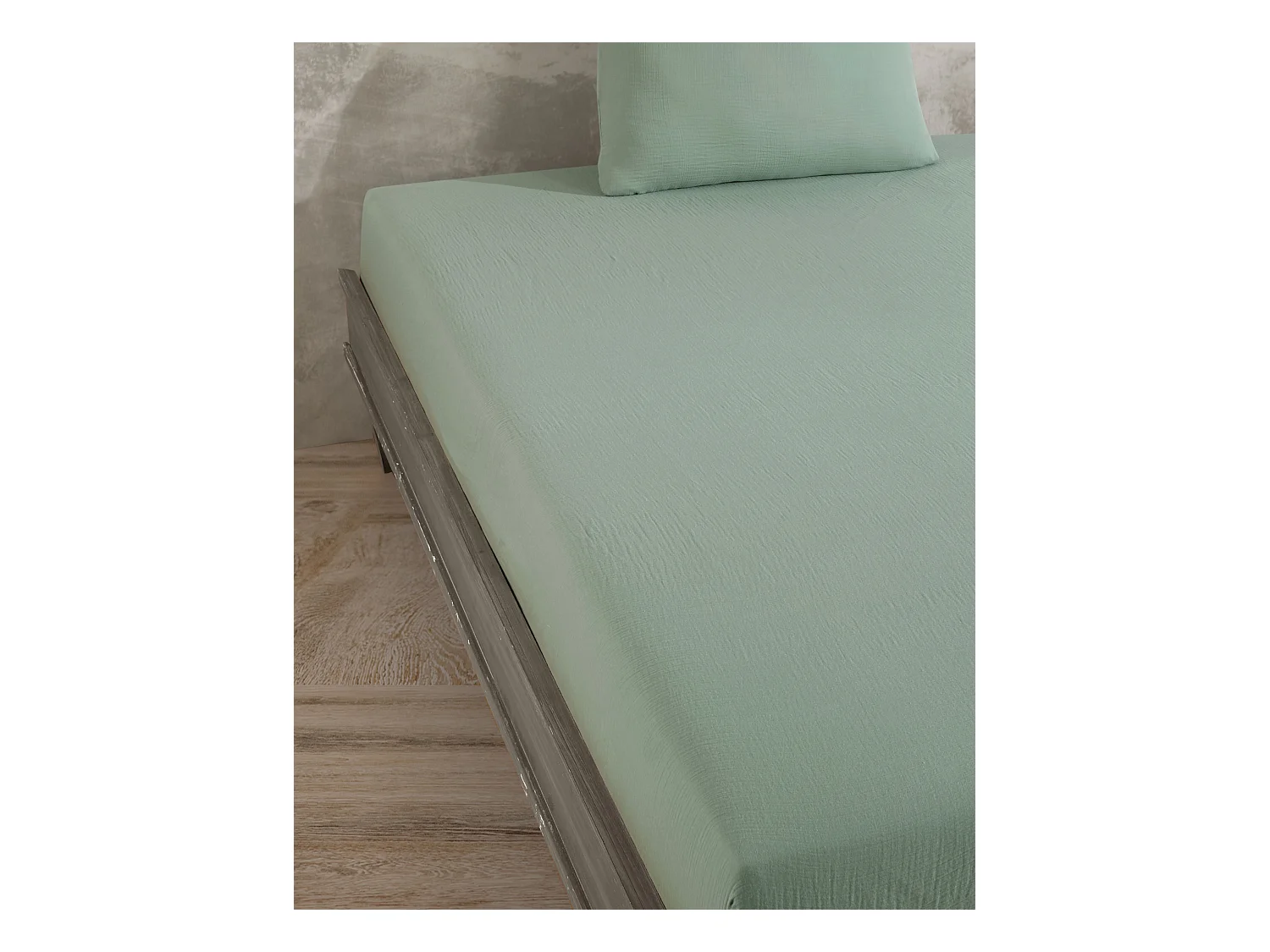 Drap housse gaze de coton céladon