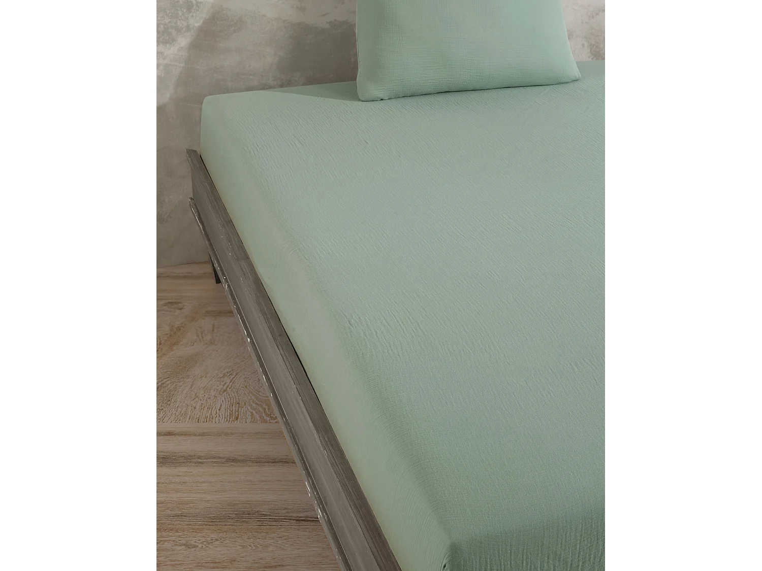 Drap housse gaze de coton céladon