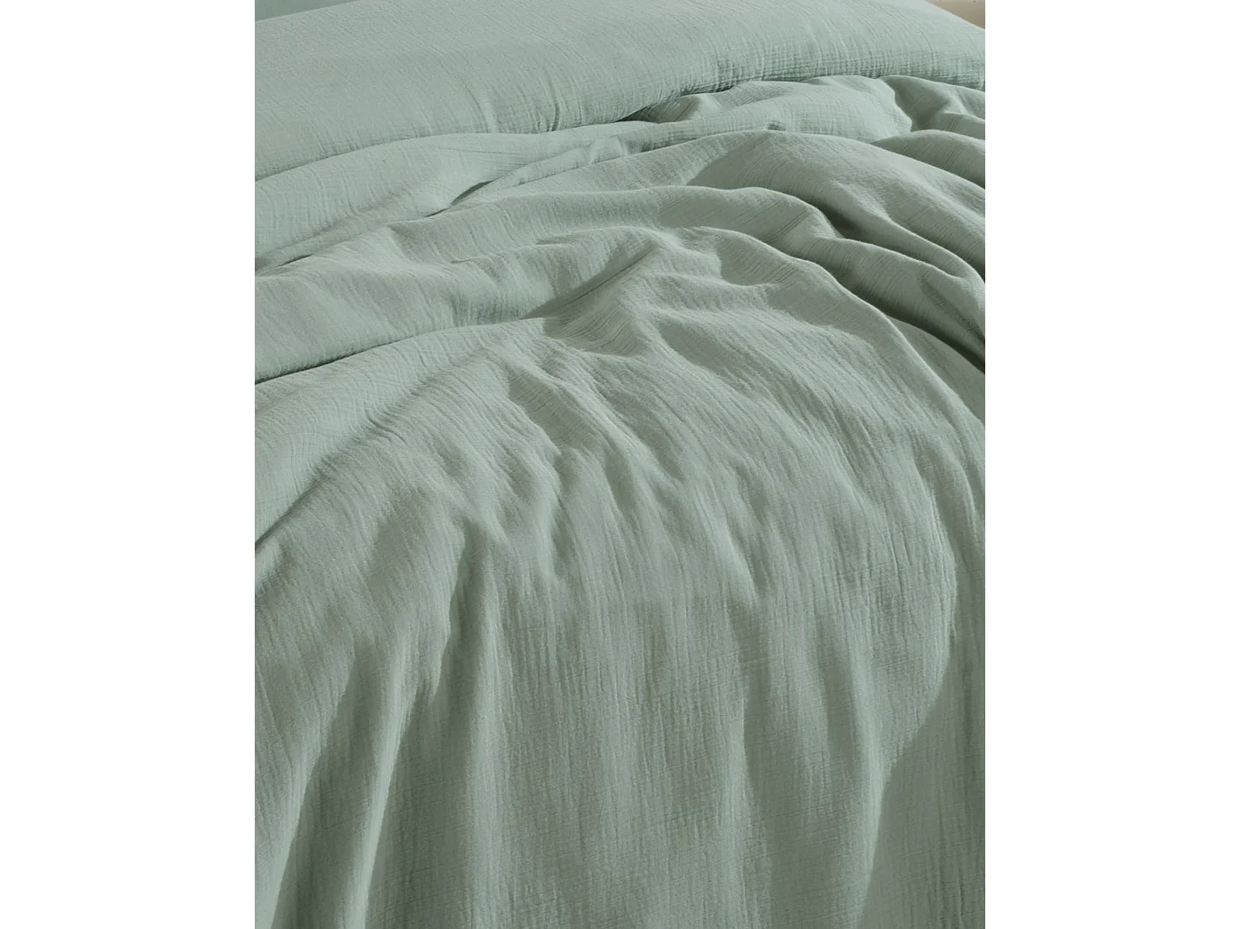 Drap housse gaze de coton céladon