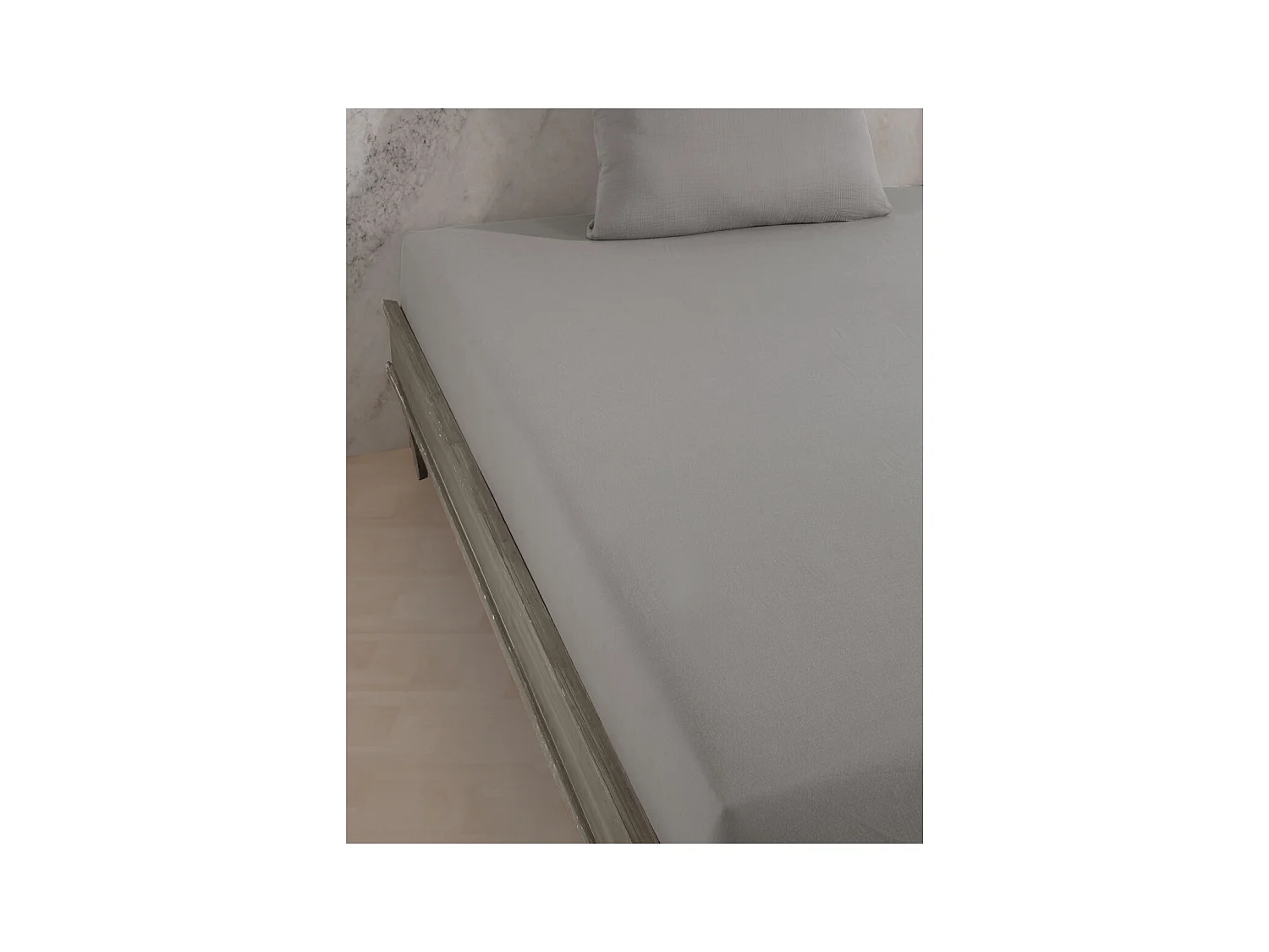 Drap housse gaze de coton gris