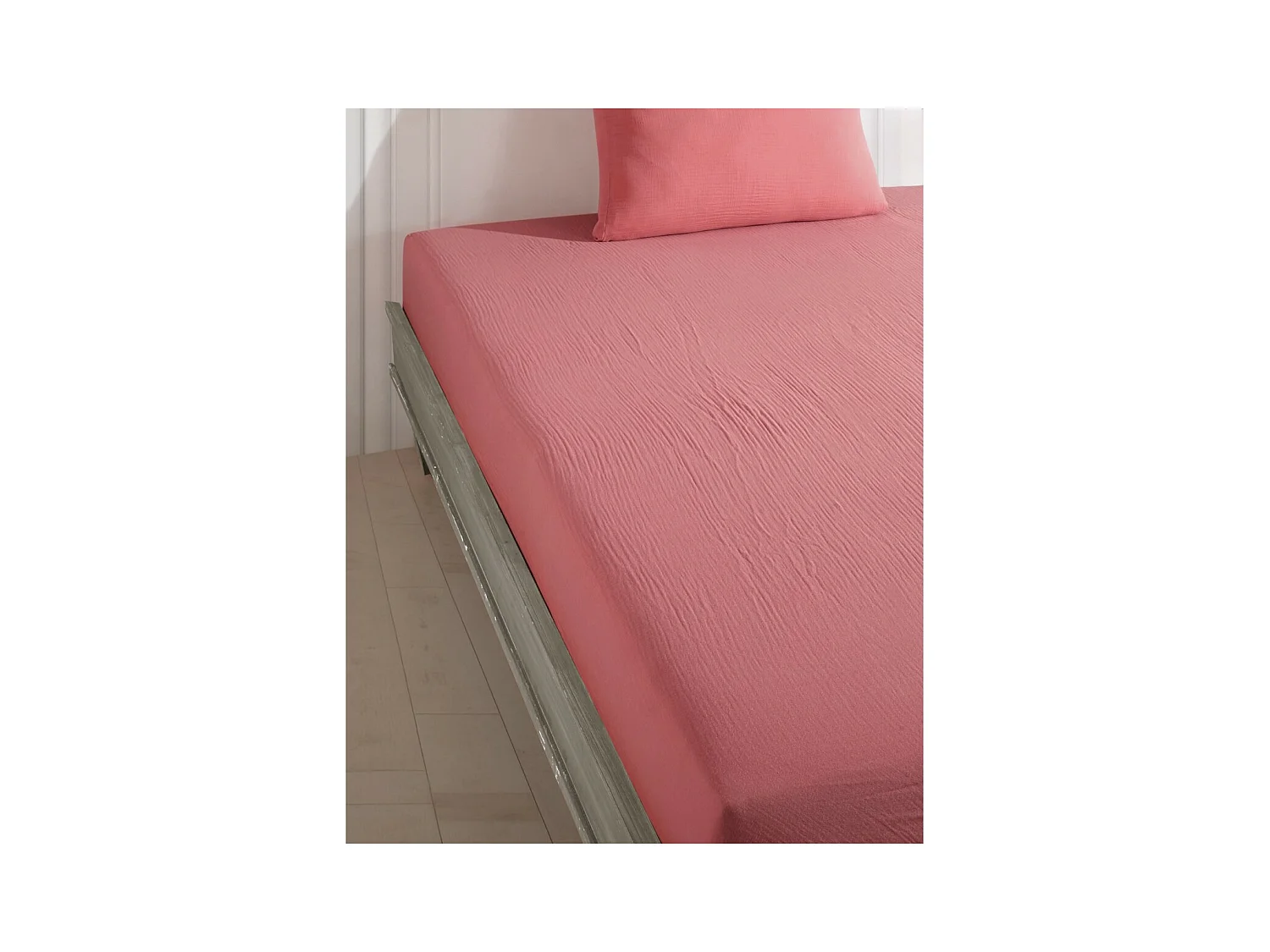 Drap housse gaze de coton pêche