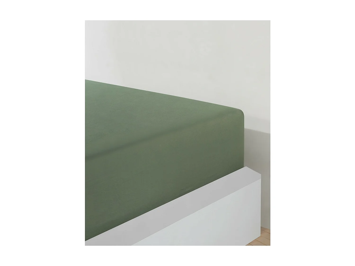 Drap housse jersey 100% coton vert olive