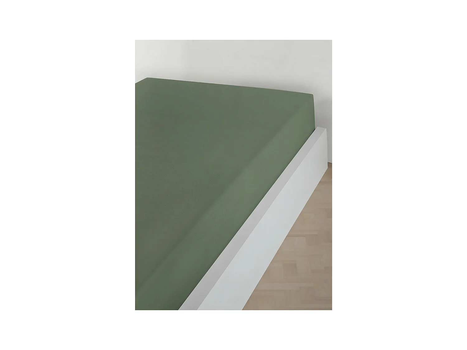 Drap housse jersey 100% coton vert olive