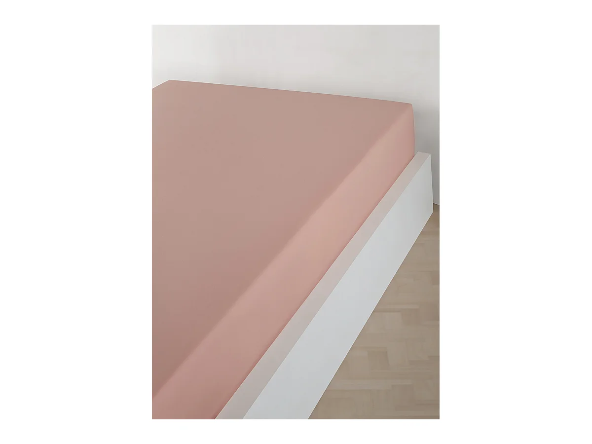 Drap housse jersey 100% coton pêche