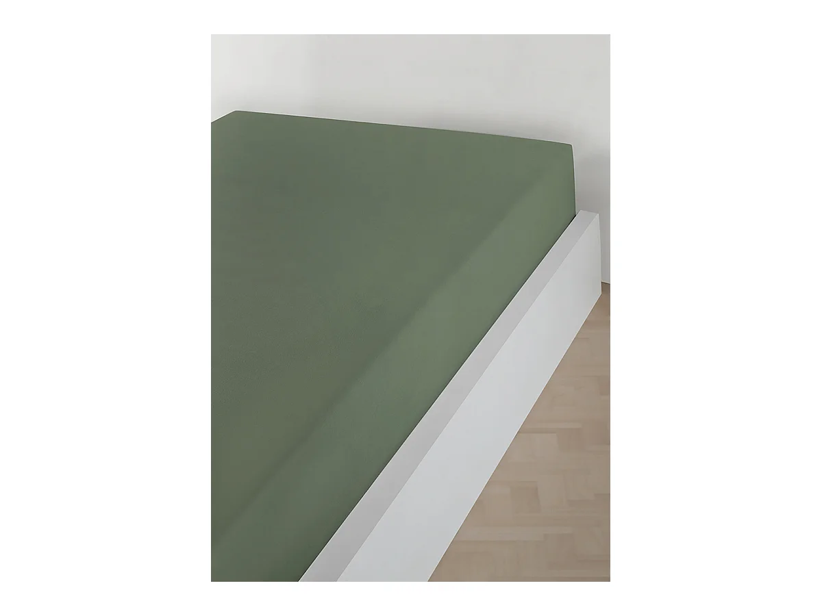 Drap housse jersey 100% coton vert olive
