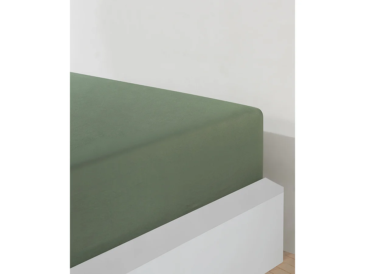 Sábana bajera jersey algodón-Verde oliva