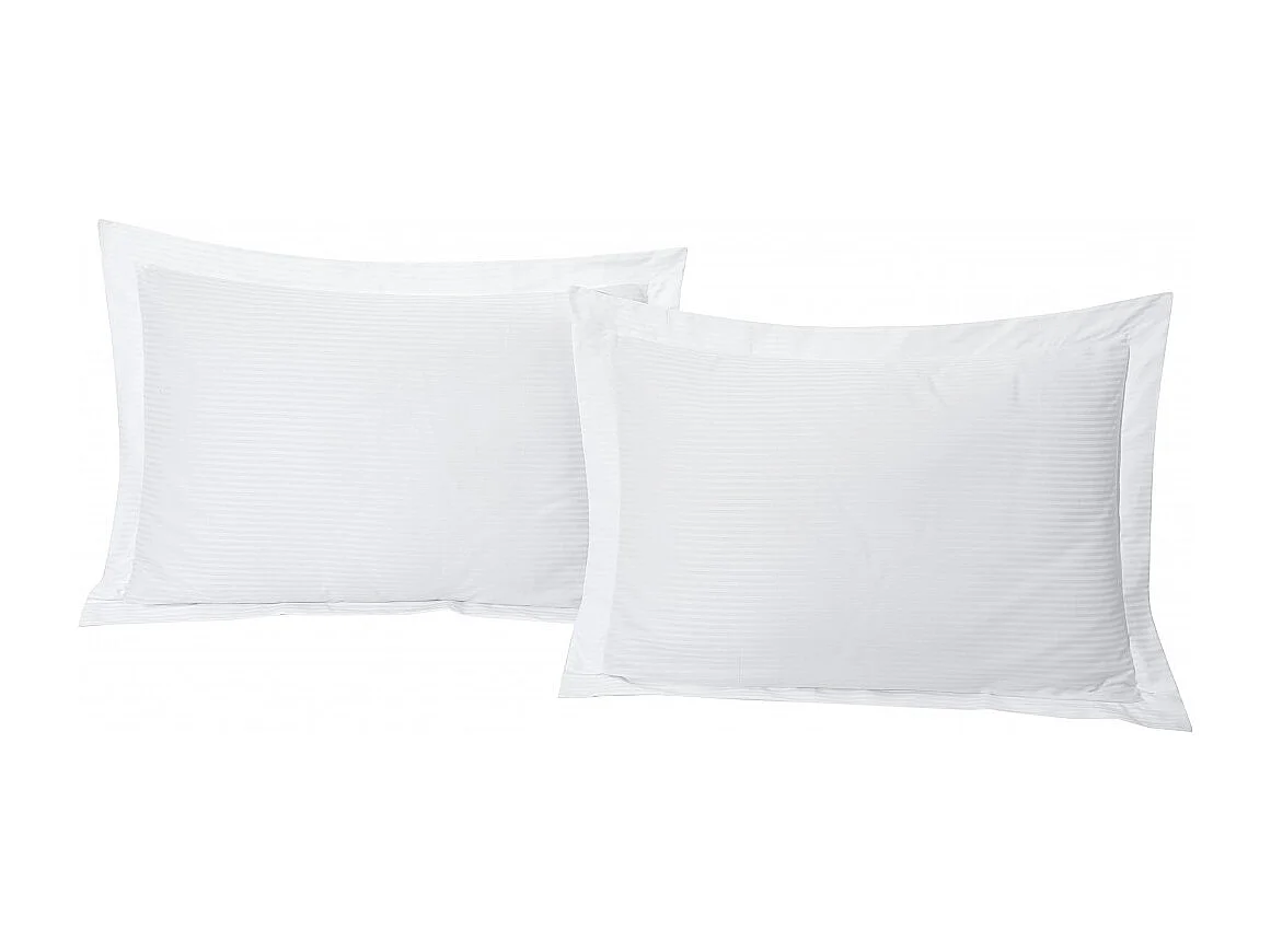 Lot de 2 Taies  d'oreiller satin de coton rayé blanc