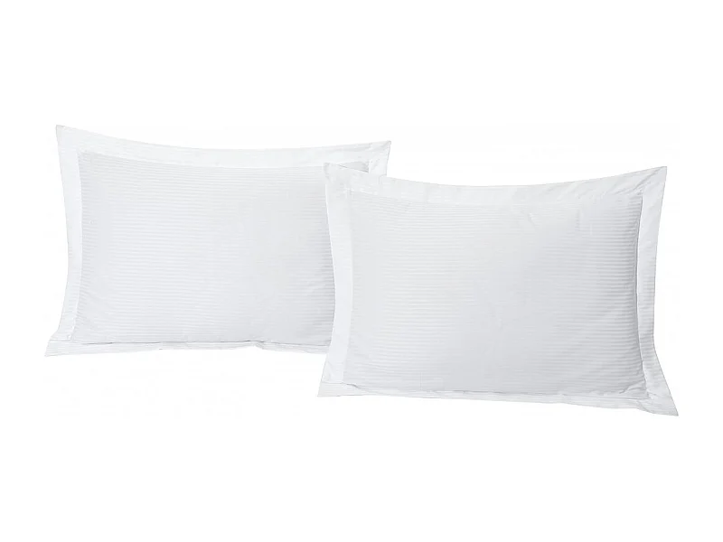 Juego de 2 fundas de almohada satén de algodón rayas 94 hilos cm² blanco