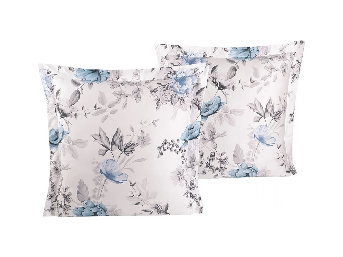 Lot de 2 Taies d'oreiller satin de coton imprimé "Laterna"