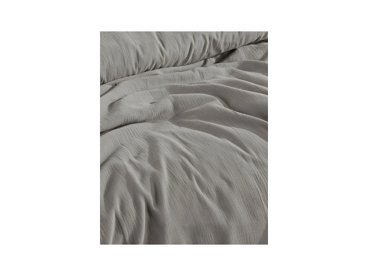 Juego de funda de edredón + 2 fundas de almohada de gasa de algodón-Gris